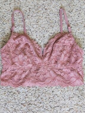 PINK By Victoria's Secret Mauve Pink Lace Bralette XL